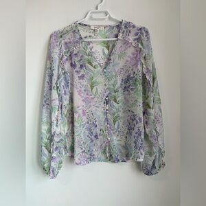 Floral Buttoned Blouse Long Sleeve Balloon Sleeve Boho Bohemian